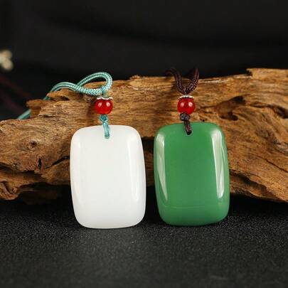 1PCS Chinese Harmony Pendant Necklace‌   Good Luck Feng Shui Jade Pendant For Woman Fashion Natural Genuine Stone Necklace Birthday Present   Yin-Yang Symbol Jewelry‌ Handcrafted Jadeite Pendant‌ Yoga/Meditation Crystal Pendant‌ ‌Spiritual Gift For Loved Ones