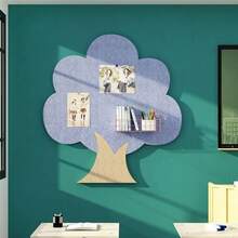 Placă decorativă din lemn 20,8x20,8 inci, combinație multicoloră, pentru decor de birou și casă, autocolant de perete, instalare ușoară fără găurire, potrivită pentru avizier, perete foto, perete de planificare, tablă autoadezivă pentru memo-uri, decor pentru camera de la școală, papetărie, decorare pentru petreceri de sărbători, decorare de Crăciun și Anul Nou, cadou de Anul Nou