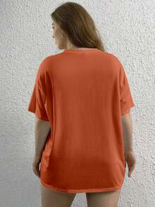 T Shirt Estampada Caveira Halloween Básica Leve Camiseta Oversized Verão Life Style Versátil Casual Aesthetic - Coral - Visão 3
