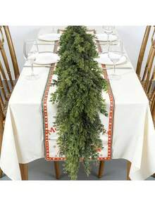 1pc Christmas Pine Wreath, Realistic Soft Thick Pine Branches, Artificial Green Faux Pine Wreath, Suitable For Fireplace Mantel, Indoor/Outdoor Holiday Party Home Decor, Bouquet, Tabletop Decor, Fall Decor, Autumn Home Decor, Faux Plants, Fall Decor, Bedroom Decor, Winter Home Decor, Christmas Decoration - Green. - View 1