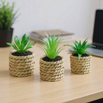 3/5 包迷你人造芦荟植物篮装 - 逼真的假多肉植物，适用于办公桌装饰、家庭办公室、婚礼派对 - PE 绿化、春夏装饰（室内/室外）