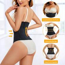 Fajas para Mujer Moldeadora de Cintura Faja Reductoras para Mujer Ajustable Fajas Colombianas Control de Abdomen con 4 Ganchos Peso Corsé - 2-NEGRO - Ver 2