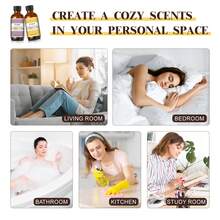 EUQEE 60毫升香氛精油（2.02液体盎司），适用于香薰机、加湿器、按摩、蜡烛制作，包含白麝香、椰子香草、海风、薰衣草、铃兰、泡泡糖、咖啡、巧克力、朗姆酒葡萄干、肉桂糖饼干、椰子奶油、甜烟草、丰收香料、青柠、椰子、柠檬、菠萝、蔓越莓、清新亚麻、婴儿爽身粉等香味。 - 多樣化香型 - 查看 10