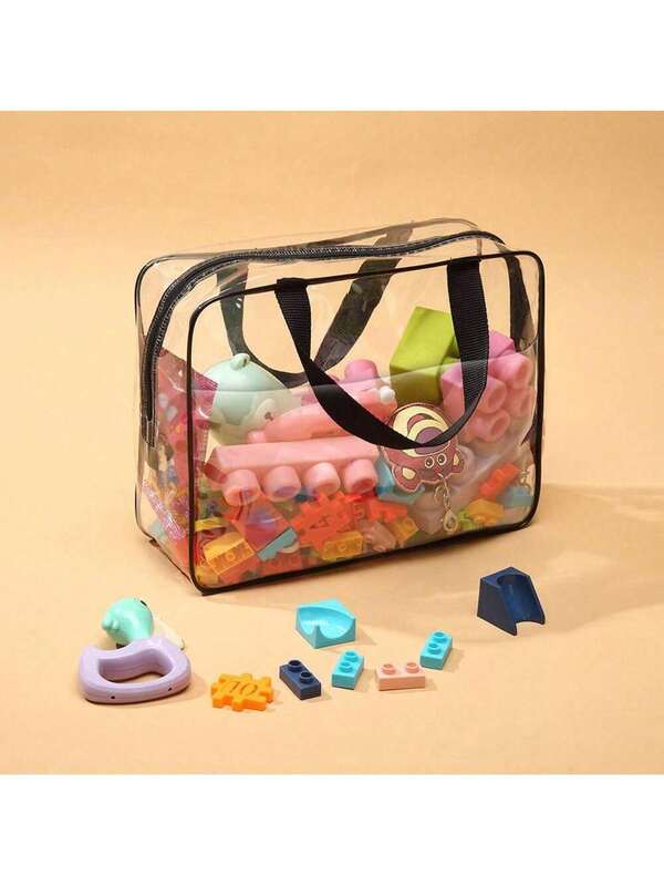 1/2/3/4PCS Transparent Storage Bags, Interlocking Toy Organizer For Building Blocks And Other Toys With Snap Closure PVC Travel Storage Bag