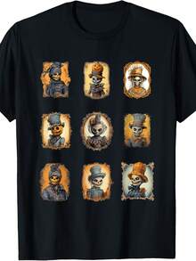 Kids Scary Halloween Portraits Of Pumpkin Heads T-Shirt - 款式16 - 查看 1