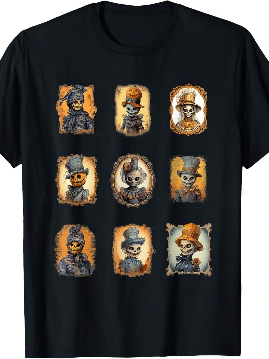 Kids Scary Halloween Portraits Of Pumpkin Heads T-Shirt - 款式16 - 查看 1