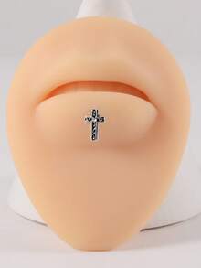 1PC Stainless Steel Threadless Cz Cross Ear Tragus Cartilage Cross Industrial Barbell Spike Lobe Helix Earrings Piercing Body Jewelry - As Shown - View 4