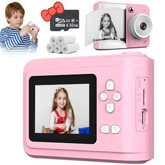 Kids Camera Instant Print 1080P Front Rear Dual Selfie - Toddler Cameras With Digital Video Games,Christmas Birthday Gifts For-32G SD Card Included&5 Rolls Print Paper ,Easy To Use & Great Toys Gifts For Boys Girls, Ages 3-12,For Thanksgiving Christmas And New Year Gifts. Labour Day, Maypole, European Day, Mother's Day, Children's Day, Midsummer Day, Father's Day