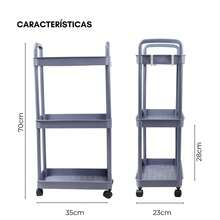 Carrito Organizador de 3 Niveles con Ruedas, Color A Elegir. Carrito de Cocina, Multifuncional de Plástico, Carrito de Almacenamiento. (Gris) - Gris - Ver 8