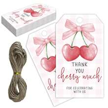 50 Stücke Erdbeere Geschenkanhänger mit Schnüren, Danke Etiketten für Hochzeit, Geburtstag, Bridal-Shower, Party Dekoration - Verschiedenfarbig - Übersicht 9