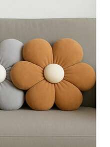 Daisy Plush Flower Pillow, Living Room Bedroom Decoration, Pastel Colors - marrón - Ver 2