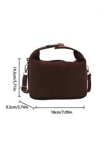 2025新款法式高端编织女士包，西式饺子包，小众质感通勤包，百搭手提包 - 咖啡 - 查看 4