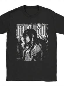 Men T-Shirts Game Steins Gate Vintage 100% Cotton Tees Short Sleeve Makise Kurisu T Shirt Round Collar Clothing Clic - 黑色1 - 查看 1