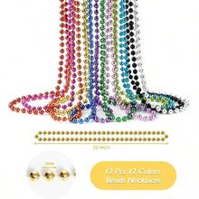 ZZYFGH 33'' 7mm Metallic Colors Bead Necklace Bulk Mardi Gras Round Beaded Necklaces For Party Favors Costume Necklace 12 Pcs - 12 màu - Xem 3