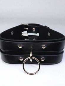 Punk Sexy Women's Lingerie Accessories Necklace Faux Leather Adjustable Elastic Harness Collar, Rave - 黑色 - 查看 2