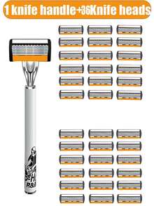 Men's Manual Safety Shaver, With 6 Layers Of Sharp Blades, Smooth Shaving, Ergonomic Manual Labor Knife Holder Design, Providing A Refreshing Shaving Experience. This Is A Men's Shaving Tool That Is Easy To Clean And Install, Affordable, And Durable.