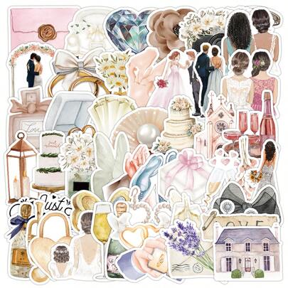Pacote com 50 adesivos aquarela para casamento | Adesivos com temática western, adesivos de alta qualidade para scrapbook, grafite, diário, laptop, para-choque, skate, garrafas de água, computador, desenho animado, capacete, adesivos para carro. Os adesivos podem trazer muita diversão para sua vida. O presente perfeito para adultos. Materiais para scrapbook, adesivos engraçados, materiais para scrapbook, Kindle.