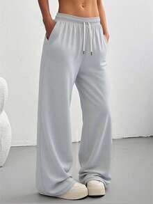 Women's Casual Loose Straight Leg Pants, Suitable For Running, Workout, Gym, Outdoor Travel, High Street Fashion, Breathable, All Season - Grey - View 3