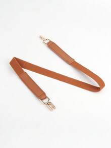 Asymmetrical Circle Buckle Elastic Belt Summer, School Fall, Autumn, Halloween - Coffee Brown - View 8