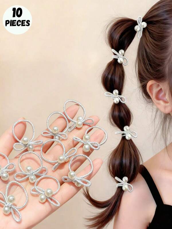 10 Stück Kinderhaarseile, süße Perlen Haarschlaufen Haarband für kleine Mädchen, hohe Elastizität und keine Schäden an den Haaren, kleine Gummibänder für Mädchen, geeignet zum Tragen für Mädchen, ideale Wahl als Geschenk
