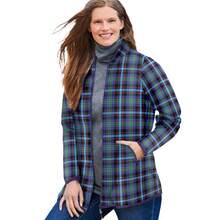 Woman Within Plus Size Zip-Front Microfleece Jacket - BLUE PLAID - View 1