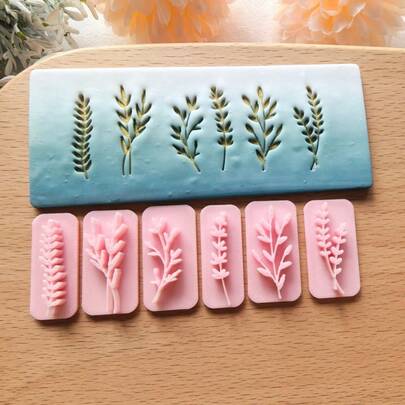 6 قوالب طين ناعمة بنقوش أوراق مضغوطة، هدايا يدوية، إكسسوارات دبابيس الشعر، قلادات، قوالب طين وملمس آخر لصنع أقراط وأعمال يدوية، مثالية لديكورات يدوية، أدوات صناعة المجوهرات