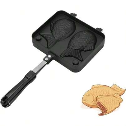 Double-Layer Non-Stick Fish-Shaped Pancake Waffle Maker, Egg Bubble Pot Aluminum Alloy Baking Tray, Suitable For Home Kitchen Use (Fish-Shaped Waffle Maker)