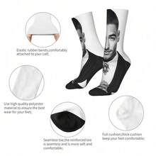 Maluma Men'S Fashion Socks - Black & White Contrast Design With Bold "MALUMA" Print, Comfortable Polyester Blend, Perfect For Casual Attire, Home & Outings, Stylish And Durable, Everyday Socks | Bold Print Socks | Knit Construction, Cute Socks - 彩色 - 查看 8
