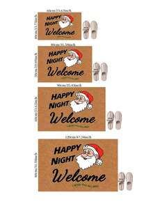 1pc Christmas Red Santa Claus, Yellow Merry Christmas Letter Print Decorative Autumn/Winter Doormat, Home Decor, Soft & Plush, Suitable For Living Room In Front Of Sofa, Bedroom, Kitchen, Hallway, Laundry Room, Entryway
