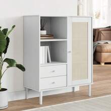 vidaXL Highboard SENJA Rattan-Optik Weiß 90x40x112 cm Kiefernholz