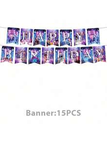 Set di decorazioni usa e getta per feste a tema K-pop, anime, film, adatto per feste di compleanno di ragazze, include striscione, palloncini, decorazioni per torta, calze natalizie, regali di Natale, decorazioni natalizie