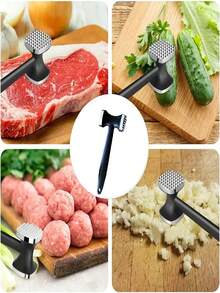 1pc Zinc Alloy Meat Tenderizer, Double-Sided Metal Meat Mallet, Square Steak Pounder, Meat Tenderizer, Home Meat Tenderizer, Meat Tenderizing Tool, Kitchen Supplies, Kitchen Gadgets, Kitchen Accessories