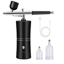 0.3mm Mini Air Compressor Kit Air Brush Paint Spray Gun Airbrush For Nail Art Craft Cake Nano Fog Mist Sprayer - Noble Black Round Pump + Airbrush + 2 Pots + Brush - View 9