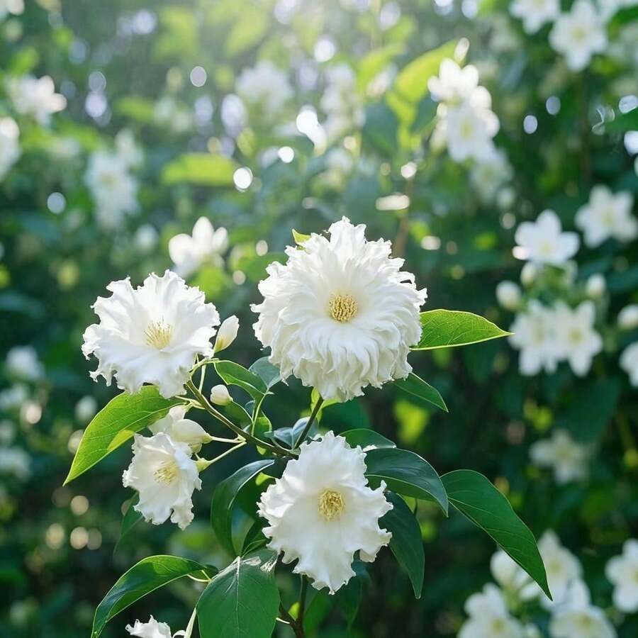 50pcs Jasmine Seeds Gardening Flower Seeds For Flower Pots Balconies Vibrant Green Leaves With Fresh Scent Suitable For Courtyards Patios Decorative Plant Seeds