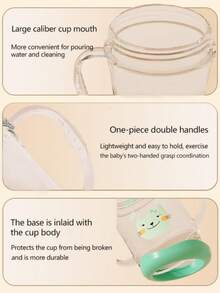 1PC 180ML/220ML/240ML Cartoon Straw Cup For Kids, Cute Baby Sippy Cup, 360° Drinking, Leak-Proof & Durable With Handle And Scale, Suitable For Daily Use - Green - View 6