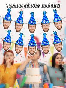 Custom Head Birthday Banner, Custom Birthday Photo Banner, Face Banner,Custom Photo Birthday Banners, Personalized Funny Face Flags, Custom Image Party Bunting, Upload Numbers Or Initials For Birthday Party Decorations. - Multicolor - View 10
