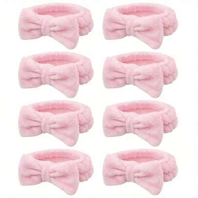 8 piezas Diademas con lazo de alta elasticidad, Diademas de felpa coral para mujeres, Regalo perfecto para damas de honor para fiesta, boda, Día de San Valentín, Día de la Madre - Rosa, Blanco, Gris