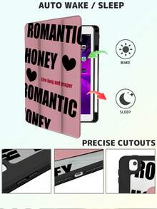 1 Piece, Creative Text Love Double-Sided Printed IPad Tablet Protective Cover, 3-Fold Rotating Anti Bending Transparent Acrylic Hard Shell, Thickened Silicone Four Corner Anti Drop Design, Missing Marked Hole Position, Supports Automatic Wake-Up/Sleep Function, Compatible With IPad 10/9/Pro 11 2024/IPad 11