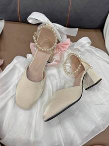 Décolleté con punta quadrata e tacco medio, comodi e versatili per adolescenti, adatti per tutte le stagioni, per uso quotidiano e per andare al lavoro - Albicocca - Visualizzare 11