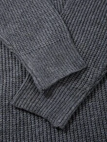 Áo thun dài tay dệt kim cổ tròn họa tiết tối giản, khóa kéo, kiểu dáng rộng rãi, thoải mái, hàng mới về mùa Thu/Đông của ANDREILEE, dành cho cả nam và nữ. - Xám - Xem 6