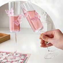 1/2/4pcs Butterfly Champagne Elegant Glass Goblets, Suitable For Wine, Beverage, Juice, Princess Style