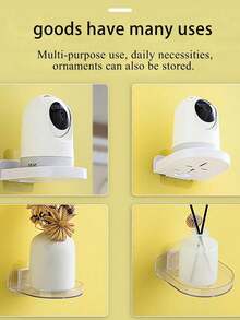 1 pièce Nouvelle étagère murale transparente sans trou pour caméra, support universel de surveillance pratique. Étagère multifonctionnelle pour rangement divers, utilisation intérieure et extérieure, pour dortoir, voiture, maison. Étagère polyvalente pour de multiples scénarios.