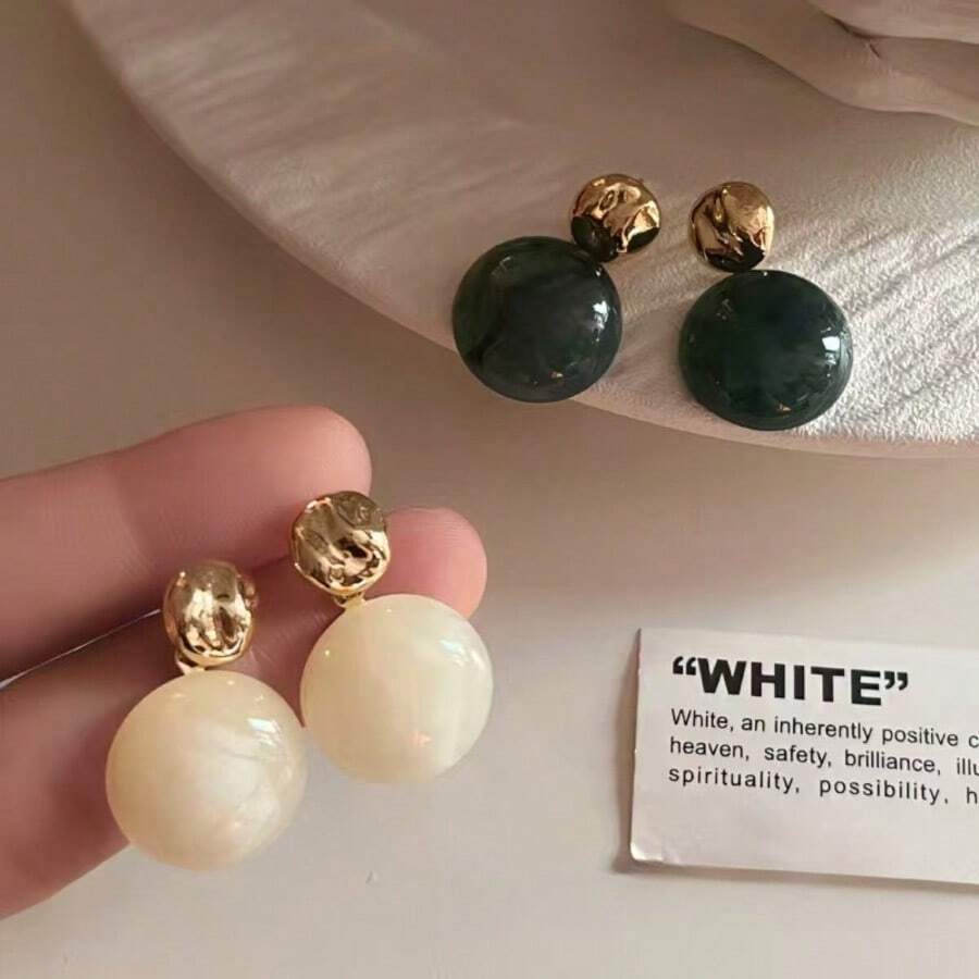 1 对时尚树脂多色时尚高端耳环，圆珠商务休闲珠宝，适合女士 - 五件組B款 - 查看 1