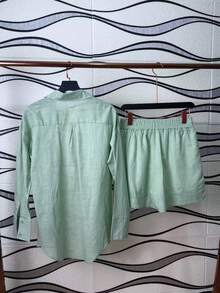 Imported Women's Linen Set / Button / Lining / / Women's - Green - View 2