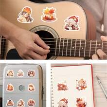 50pcs Autumn Leaf Doodle Stickers, Creative Stickers For Car, Phone, Cup, Stationery, Wholesale Scrapbook Supplies Scrapbook