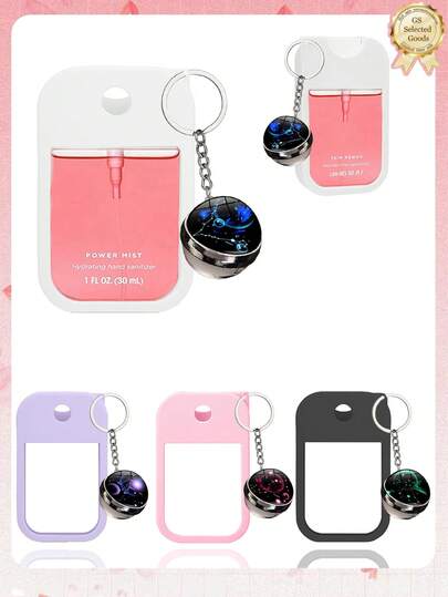 2PCS/1PC (30ml) Hand Sanitizer Spray Bottle Protective Case, 12 Zodiac Gemstone Keychain Pendant, And Silicone Spray Bottle Anti-Drop Anti-Collision Protective Case, Pearl Bracelet Design, Easy To Carry For Travel, Can Be Easily Hung On Bags Or Keys, Wear-Resistant, Waterproof, Reusable Protective Case Suitable For Touchland Hand Sanitizer Spray, Travel, Outings, Gifts, Halloween Gifts, Christmas Gifts