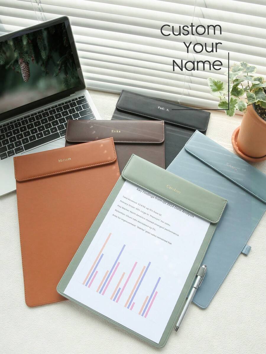 1pc Personalized Magnetic Name File Folder, Customizable A4 Document Folder With Pen Holder, Customizable Gold Letter Combination, Business Notebook Organizer, Gift For Teachers And Fathers - Paragraph 2 - View 1