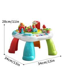 儿童多功能益智游戏桌，婴儿智能音乐玩具学习桌，宝宝万圣节和圣诞节礼物（所有部件颜色随机） - 彩色 - 查看 12