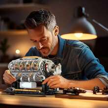 692片创意超跑V8引擎积木玩具，V8引擎模型拼装玩具，DIY MOC迷你V8引擎模型玩具，成人STEM拼装项目，物理科学教育玩具，桌面展示模型，生日礼物 - 彩色 - 查看 10