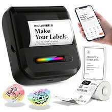 Impresora de etiquetas térmica, fabricante de etiquetas inalámbrico portátil, compatible con iOS y Android, para pequeñas empresas, oficinas, hogar, ropa, supermercados, joyería e industrias alimentarias, incluye 1 rollo de etiquetas de 40*20mm